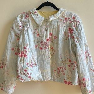 Vintage powder blue and floral bed jacket size S